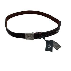 Eleventy Belt Brown Leather Size 100 Silver Tone‎ Buckle and Studs NEW